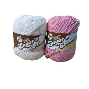 New Lily 2 Pc Sugar n Cream Yarn Pink White 200 Yards Each Baby Girl